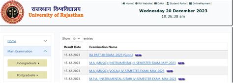 UNIRAJ Rajasthan University Result 2024 Out Semester Exam