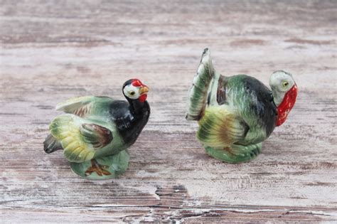 Vintage Japan Thanksgiving Turkeys Salt And Pepper Shakers Hand