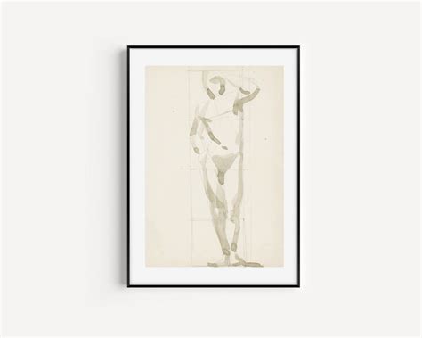 ART PRINT Water Color Line Drawing Figurative Sketch Figurative Nude Man Male Nude Art
