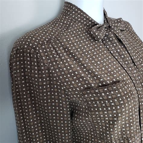 Vtg S Cassandre Paris Button Down Pussy Bow Blouse Gem