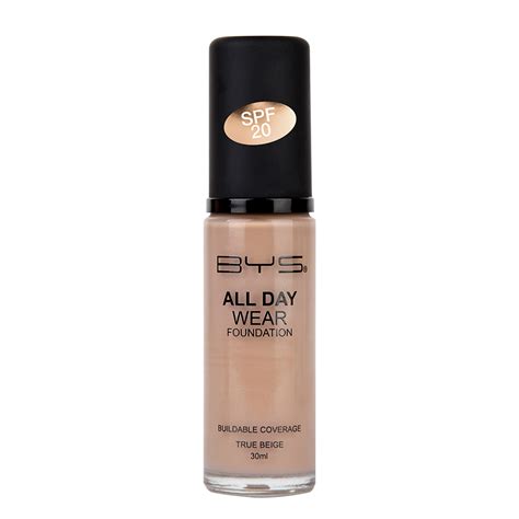 Bys 30ml All Day Wear Spf 20 Liquid Foundation Face Makeup True Beige