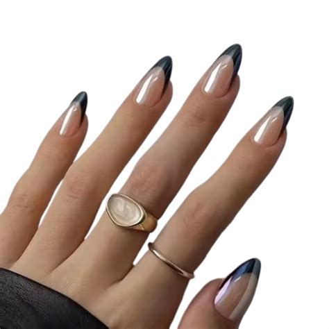 Paznokcie Sztuczne Tipsy Migda Nude Czarny French R Owe Be Samoprzylepne