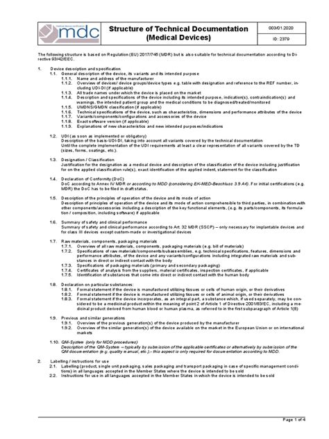 Structure Of Technical Documentation Medical Devices Pdf