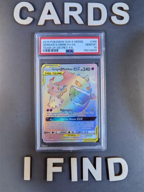 Psa 10 Gengar And Mimikyu Gx 186 Team Up Holo Secret Rare Full Art