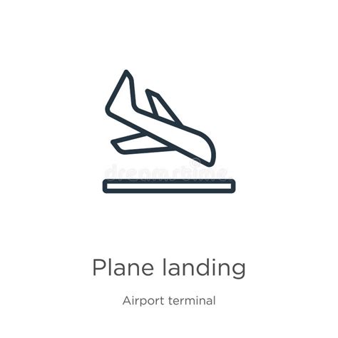 Plane Landing Icon Thin Linear Plane Landing Outline Icon Isolated On