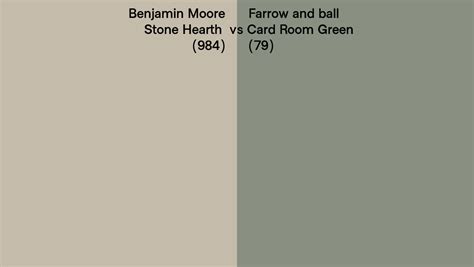 Benjamin Moore Stone Hearth 984 Vs Farrow And Ball Card Room Green