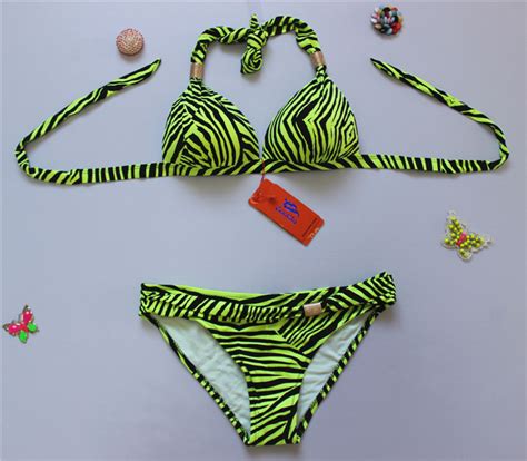 Zebra Stripes Swimwear Swimsuit Bikini Yellow On Luulla