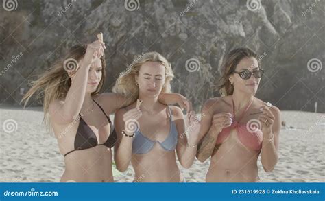 Women In Bikini Standing On Beach And Eating Ice Cream Stock Footage Video Of Travel Bikini
