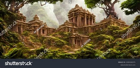 Artistic Concept Painting Ancient Temple Background Stock Illustration ...