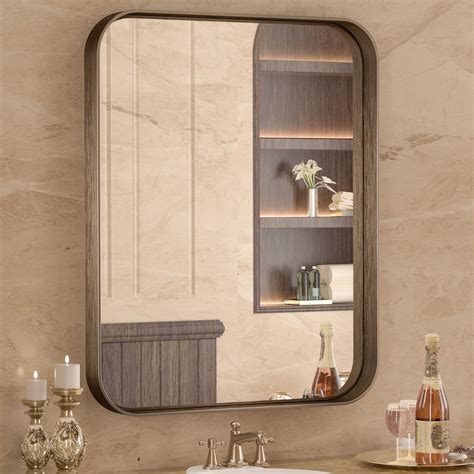 TETOTE 24 X 30 Inch Bronze Vanity Mirror Trimmed Wall Mounted