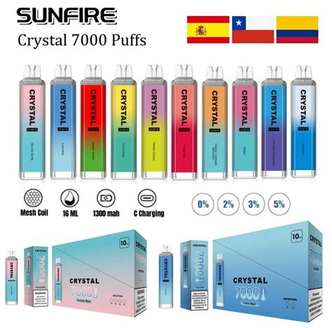 Top 1 Hot Original SUNFIRE Crystal Pro Max 7000 Puff 10000 E Cigarettes