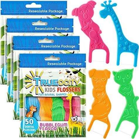 Kids Flossers 4 Pack (200 Total), Kids Floss Picks, Flossers Kids ...