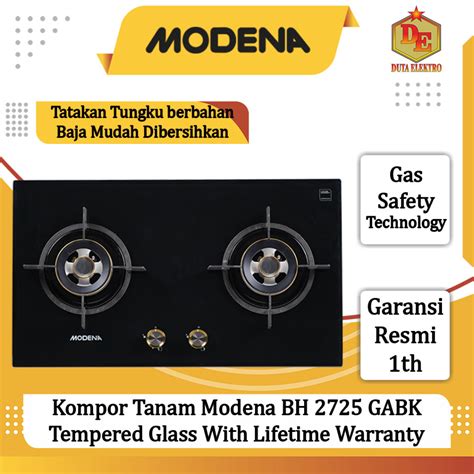 Jual Kompor Tanam Modena BH 2725 GABK Tempered Glass With Lifetime