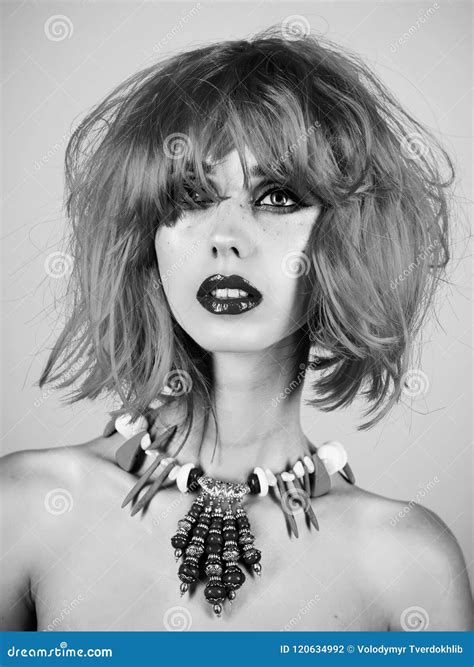 Fashion Accessories Fashion Model With Naked Body And Red Lips Stock Photo Image Of Beauty