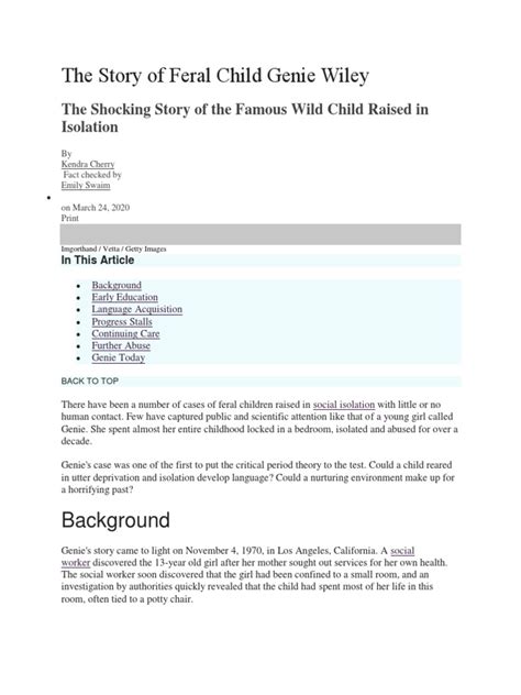 The Story of Feral Child Genie Wiley | PDF
