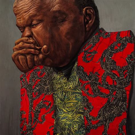 A Painting Of A XXL Wise Elder From Kenya In A Suit By Stable