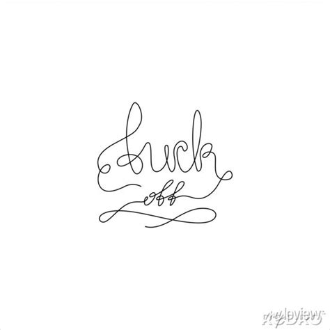 Fuck Off Hand Lettering Continuous Line Drawing Small Tattoo Wall Stickers Vector