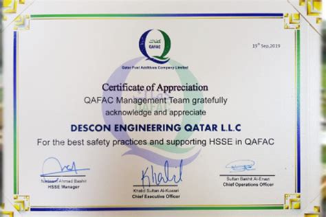 Descon News Qafac Appreciates Descon For Its Excellent Safety Practices