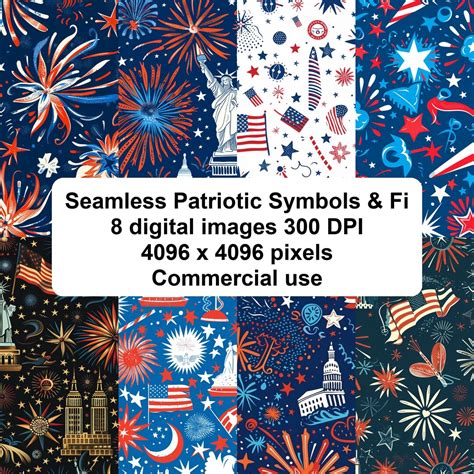 Patriotic 4th Of July Seamless Patterns Independence Day Designs Etsy