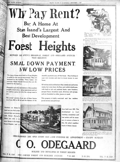 Advance historic page from September 1, 1928: Ad for "Forest Heights