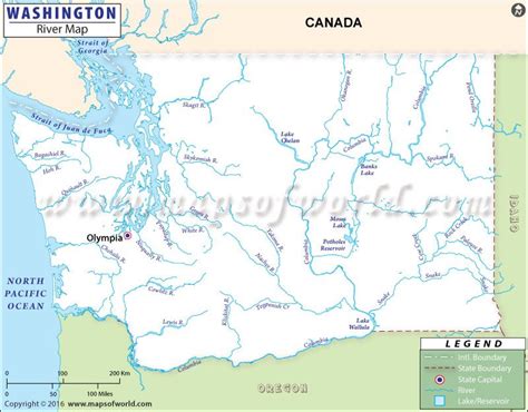 Washington Rivers Map, Rivers in Washington | Washington river, Map ...