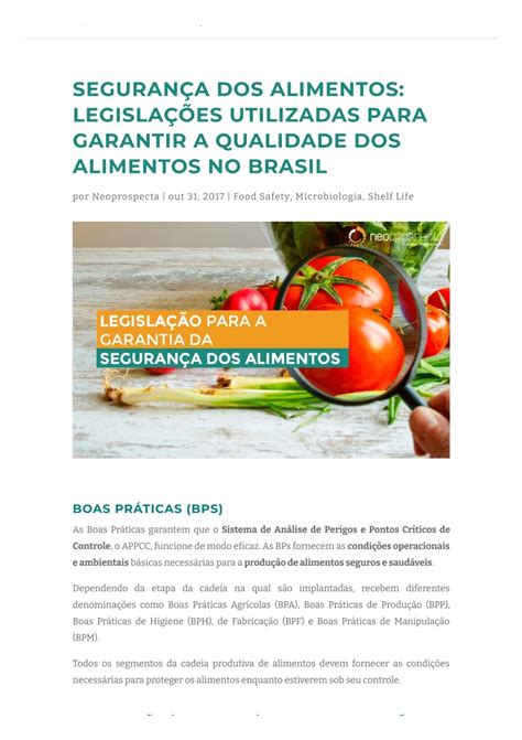 Seguran A Dos Alimentos Legisla Es Utilizadas Para Garantir A