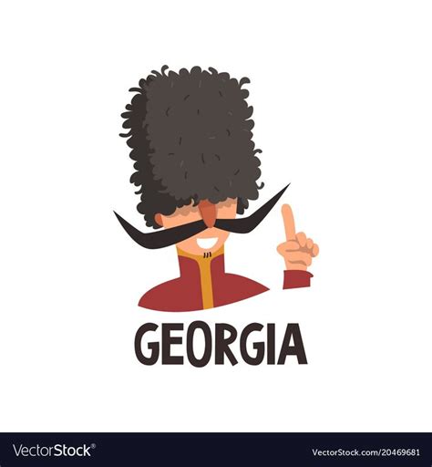Funny Portrait Of Caucasian In Papakha Vector Image On Vectorstock