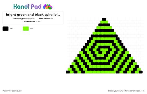 Bright Green And Black Spiral Bikini Top Pony Bead Pattern Kandi Pad