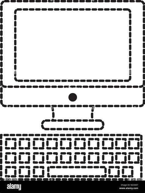 dotted shape screen computer  keyboard technology icon stock vector