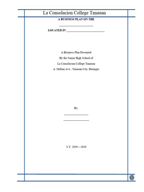 Business Plan Format Pdf Business