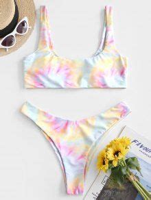 Emma Macdonald X Zaful Tie Dye High Cut Tank Bikini Swimsuit In Multi A