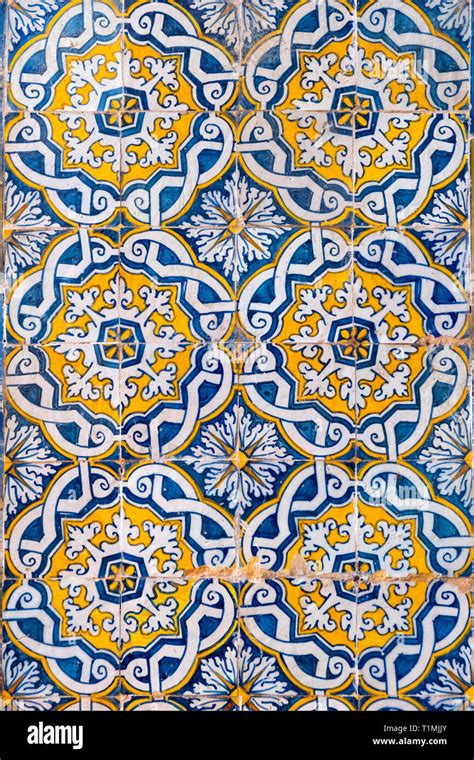 Historic 17th Century Azulejo Tiles In The Interior Courtyard Of Evora