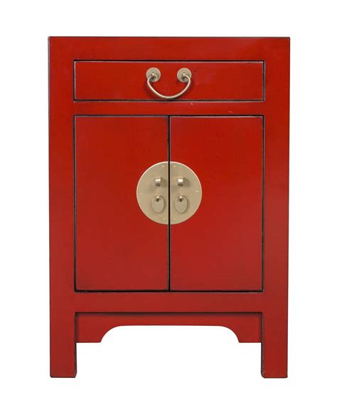 Table De Chevet Chinoise Rouge Lucky Red L42xP35xH60CM Fine Asianliving