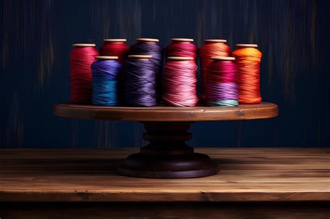 Premium AI Image A Stand With Many Colored Spools Of Thread