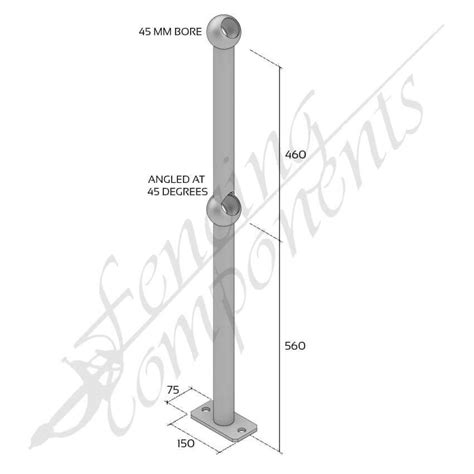 ball fence rail stanchion  post  degree surface mounted fi