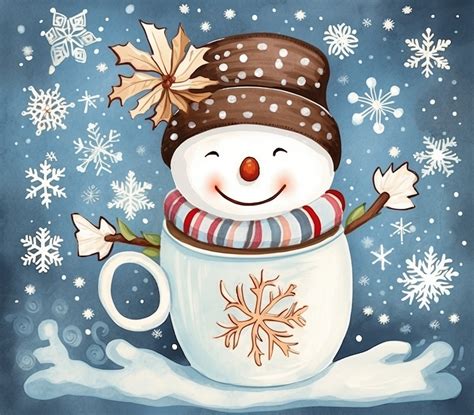 Snowman Hot Chocolate Mug Free Stock Photo Public Domain Pictures