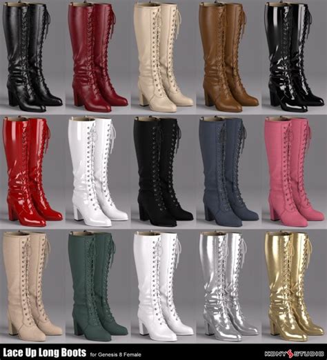 Lace Up Long Boots For G8f 3d Models For Daz Studio And Poser