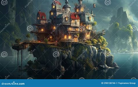 Mysterious Old Cliff Dark Forest Spooky Abandoned Castle Ancient