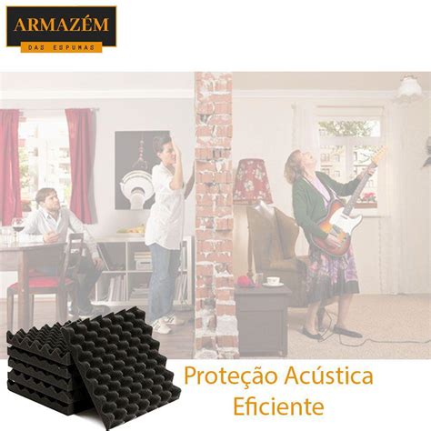 Espuma Acústica Kit C 20 Placas 50cmx50cmx4 0cm Caixa de Ovo Cola