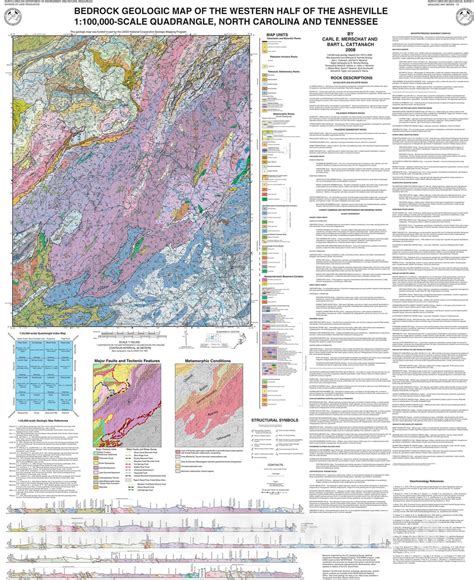 Map : Bedrock geologic map of the western half of the Asheville 1:100