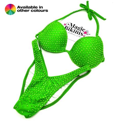 Quick Ship Bikini 13 Lycra With Matching Crystals IFBB NABBA PCA WFF IBFF Magic Bikinis