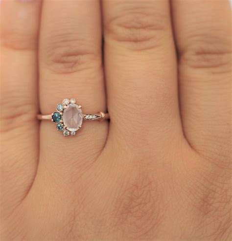 Rose Cut Oval Cluster Ethereal Fairy-tale Engagement Ring