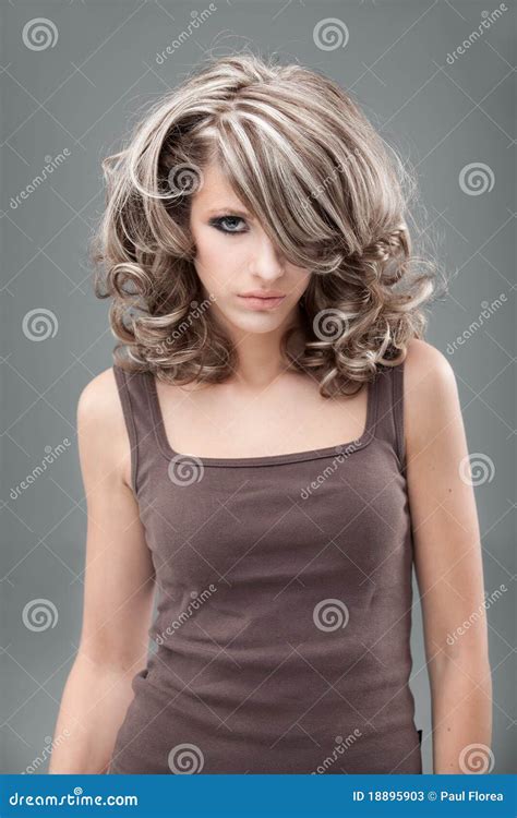Portrait Blonde Woman 60s Style Make Up And Hair Stock Image Image Of Pose Person 18895903