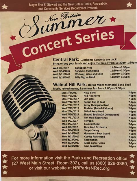2017 New Britain Ct Summer Concert Series