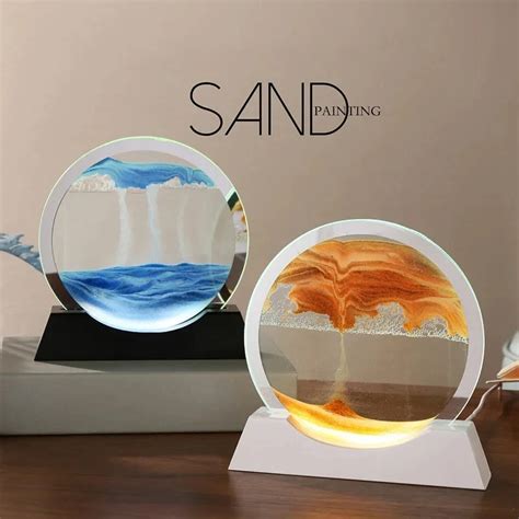 Creative Sandscape Moving Sand Art Table Lamp Quicksand LED Night Light