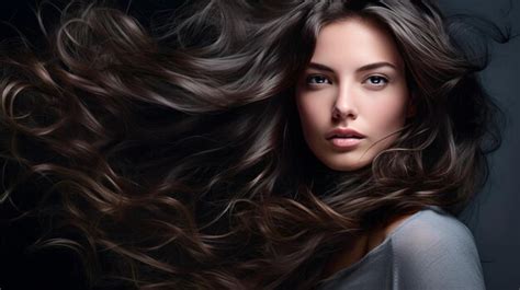 Premium Photo Portrait Of A Beautiful Brunette Woman With Long Wavy Hair