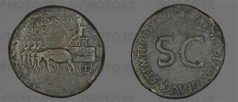 Sestertius Coin Portraying Emperor Augustus AD 34 35 Roman Minted