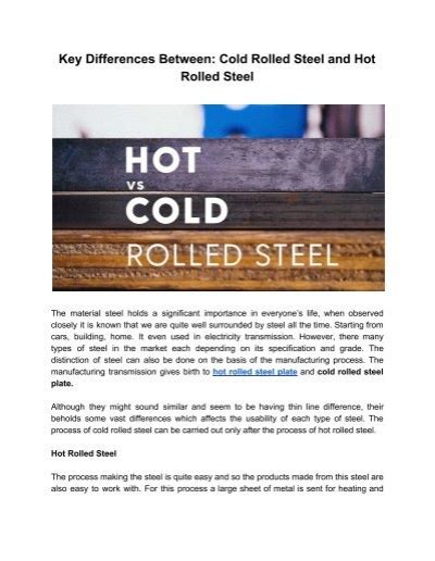 Key Differences Between Cold Rolled Steel And Hot Rolled Steel