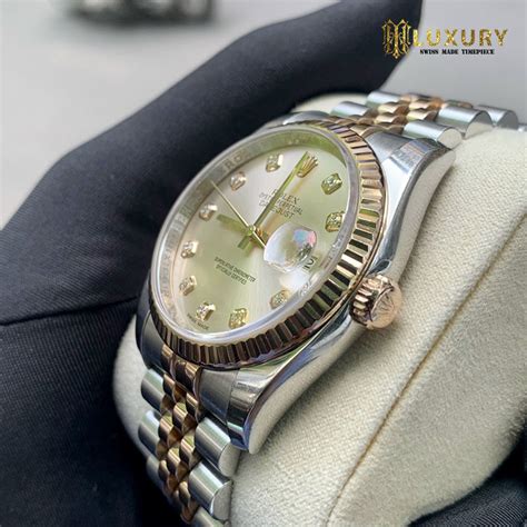 Đồng Hồ Rolex Datejust 116231 Mặt Tia Hồng Cọc Số Kim Cương Size 36mm