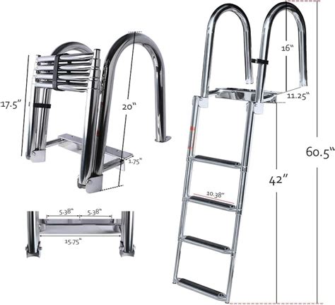 Xinkunmarine 4 Steps Stainless Steel Rear Entry Pontoon Boat Ladder